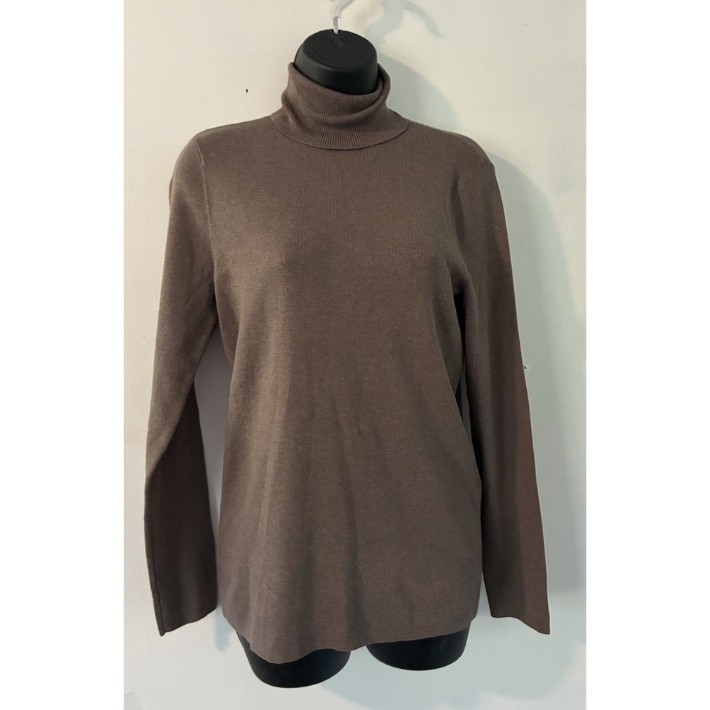 Chicos Rachel Turtleneck Sweater Size 1 Texas Taupe Heather Brown Long Sleeve